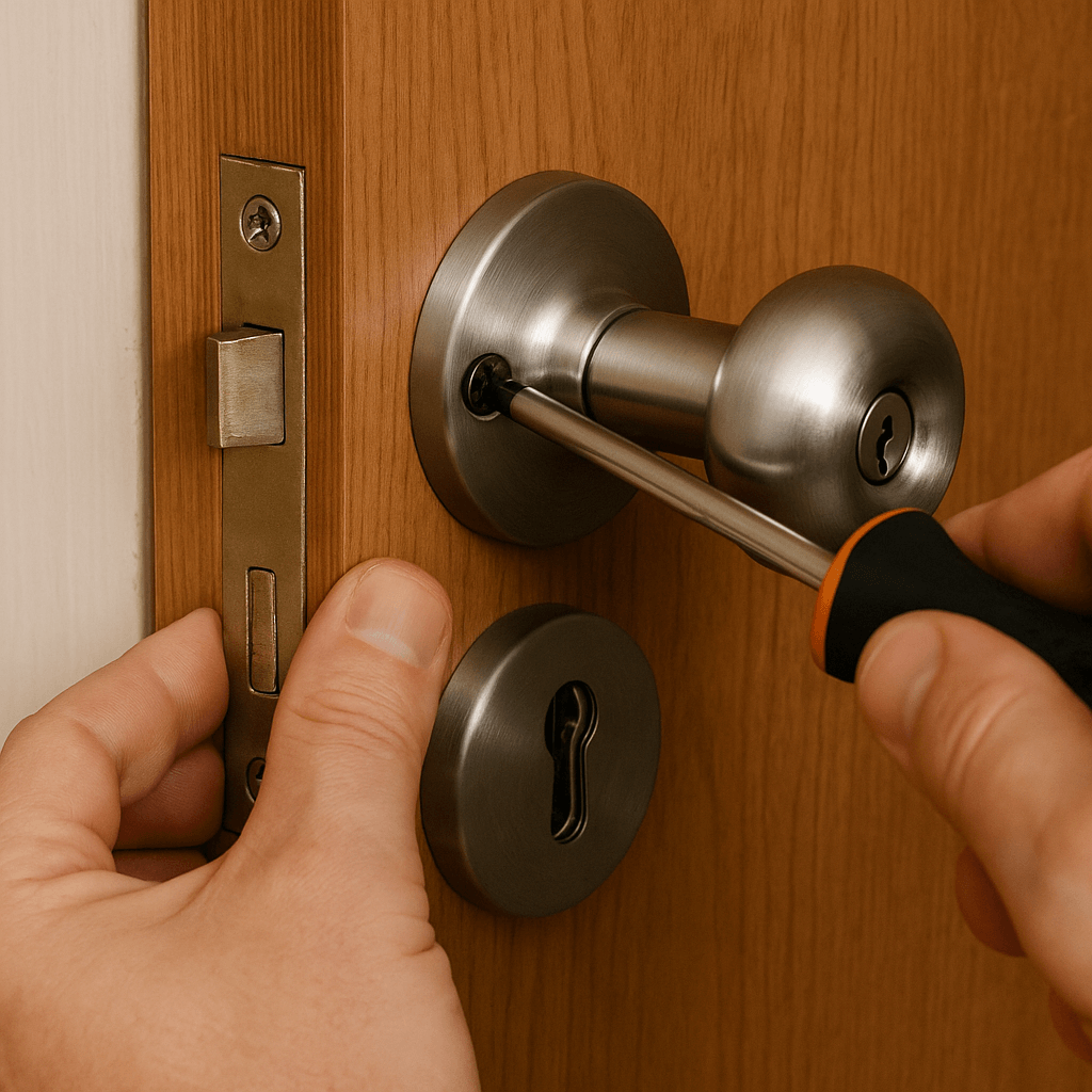 Kontrolle von Türen durch Hausmeister